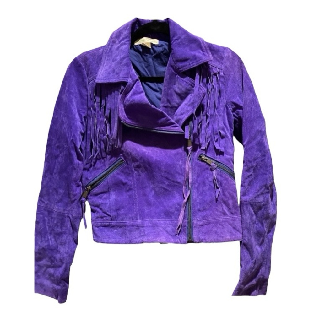 Staring at the Stars Genuine Leather Royal Purple Suede Jacket - size M